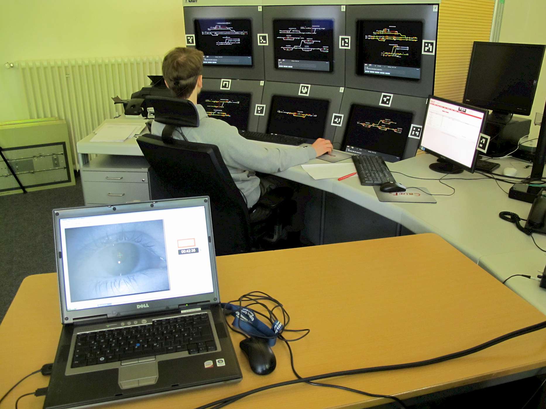 Forschungsaufbau "Situationsbewusstsein von Fahrdienstleitern"